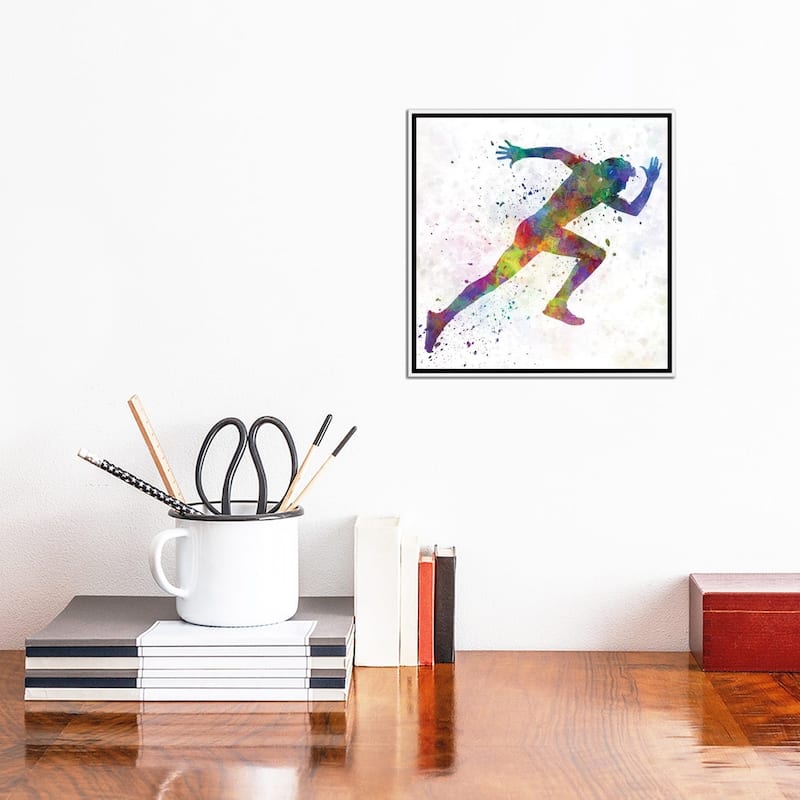 iCanvas "Man Running Sprinting Jogging I" by Paul Rommer Framed Canvas Print