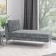 preview thumbnail 4 of 31, Beamon Contemporary Fabric Chaise Lounge by Christopher Knight Home - 69.00" L x 29.00" W x 30.00" H Gray + Silver