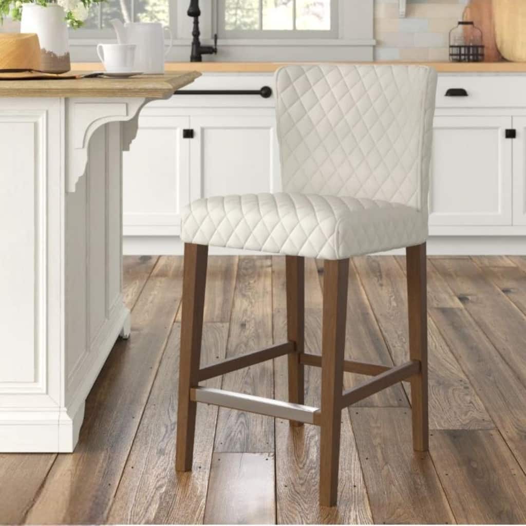 NPD Furniture Albie Diamond Stitching Faux Leather Counter Stool