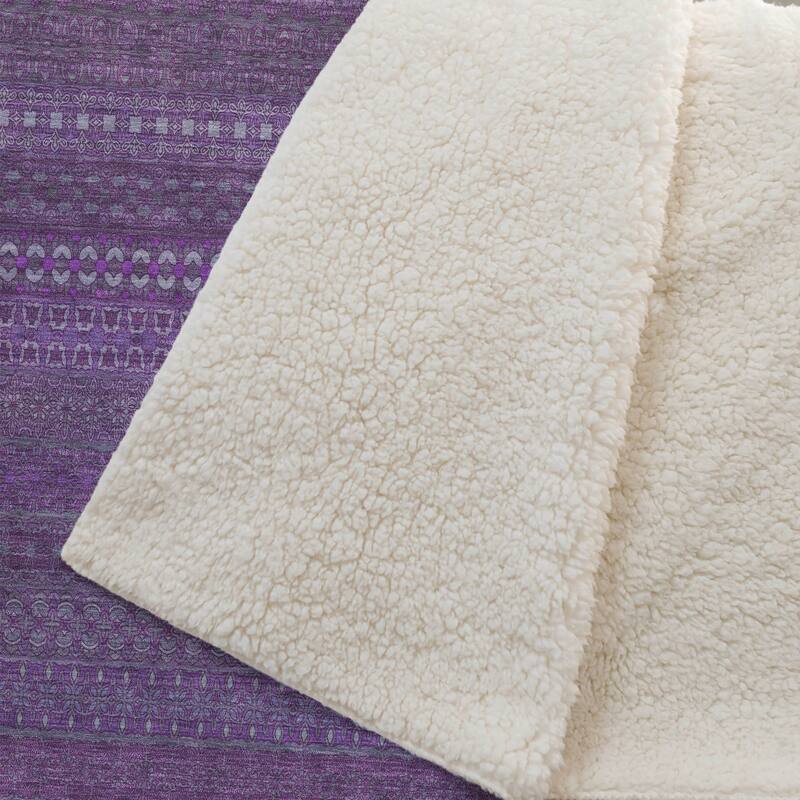 Premium Machine Washable Boho Stripes Sherpa Throw Blanket