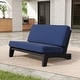 preview thumbnail 78 of 102, Beach-Style Outdoor Teak Club Chair Set Loveseate with Plush All-Weather Cushions Loveseate/Whole Cuishion - Navy/Loveseate/Whole Cuishion