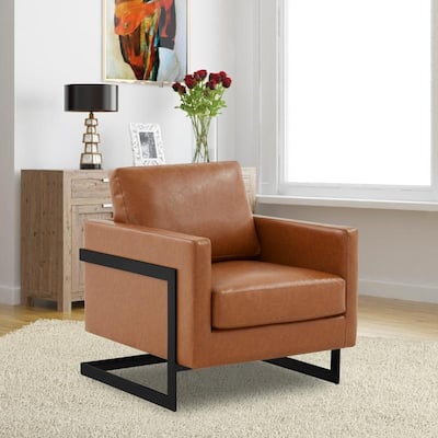 Lincoln Upholstered Leather Single-Seater Sofa Fabric Accent Chair in Stainless Steel Frame with Seat and Back Cushion Chair