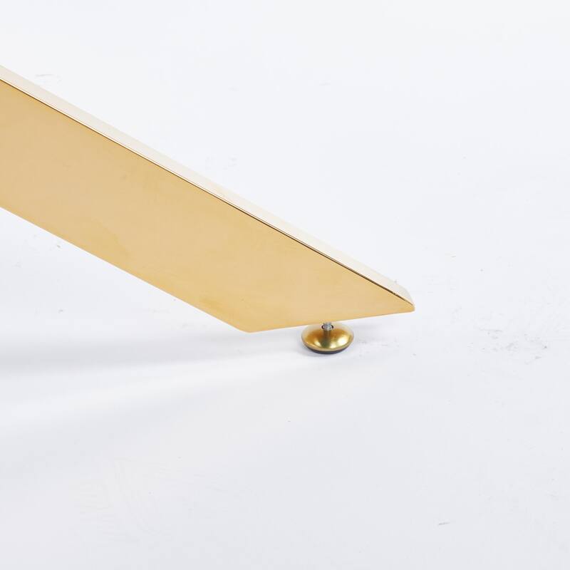 47.24"L Dining Table with Cross Metal Leg and Glass Top