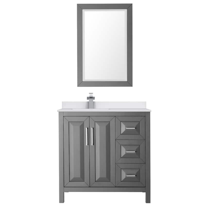 Daria 36-inch Single Vanity, Cultured Marble Top, 24-inch Mirror