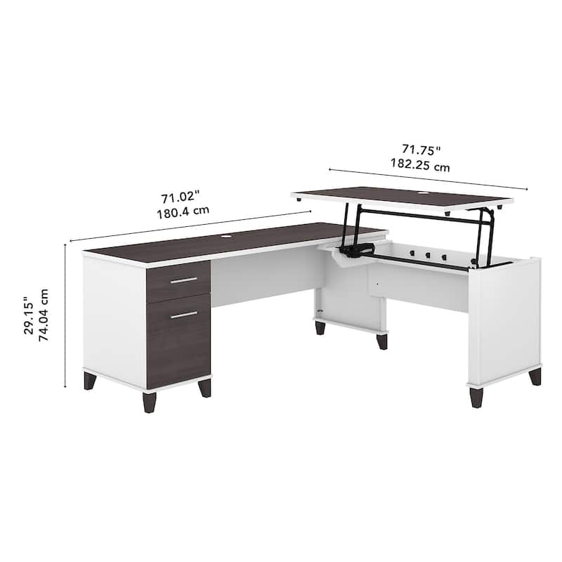 Somerset 72W 3 Position Sit to Stand L Shaped Desk by Bush Furniture