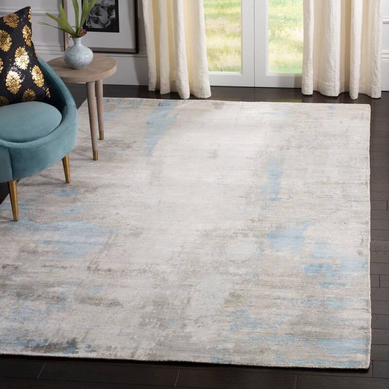 SAFAVIEH Handmade Mirage Sumaya Modern Abstract Viscose Rug - 6' x 9' - Blue