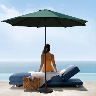Davee 9 Ft Outdoor Patio Market Umbrella with Base - Green