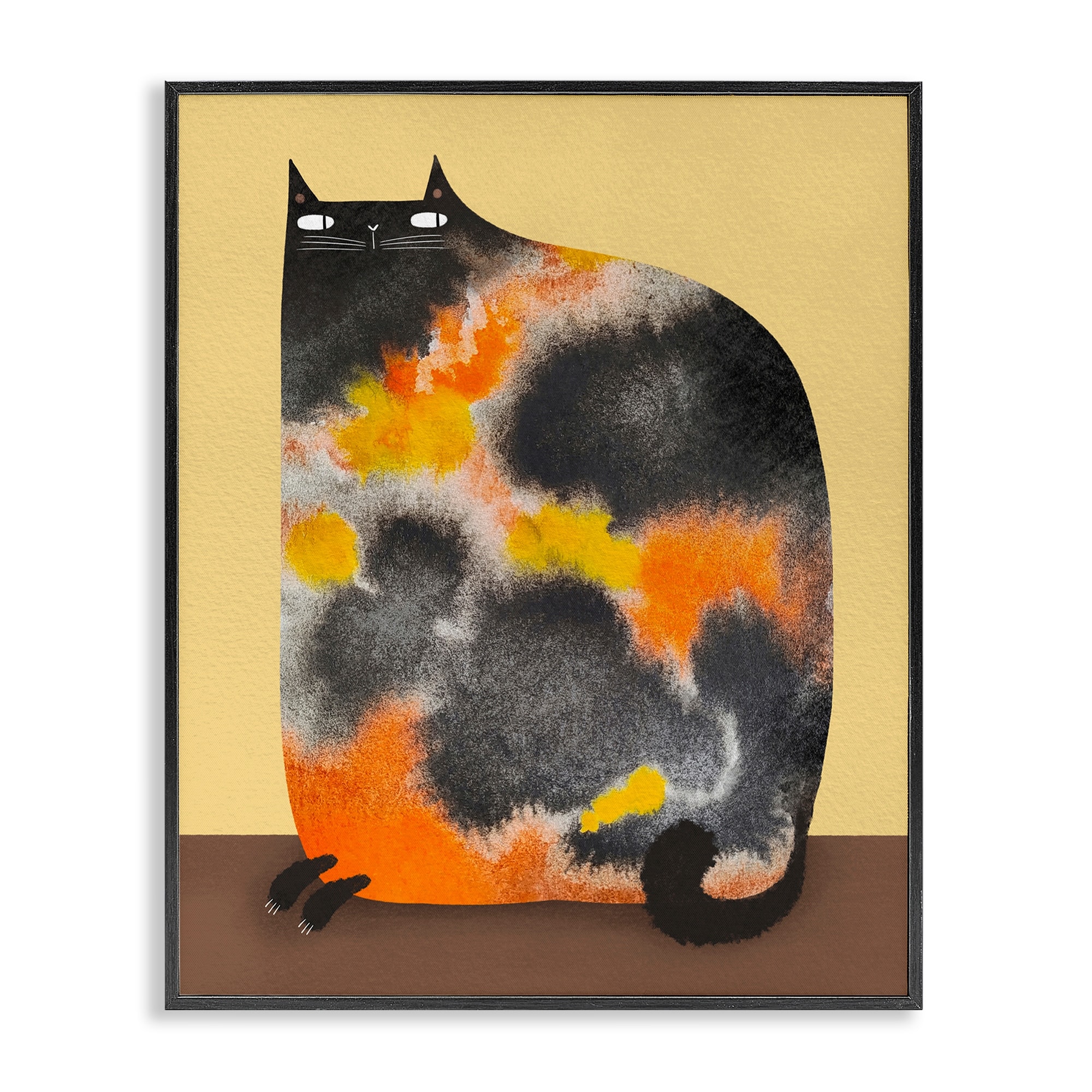 Stupell Diluted Calico Cat Framed Giclee Art Design By Gabriela Avila