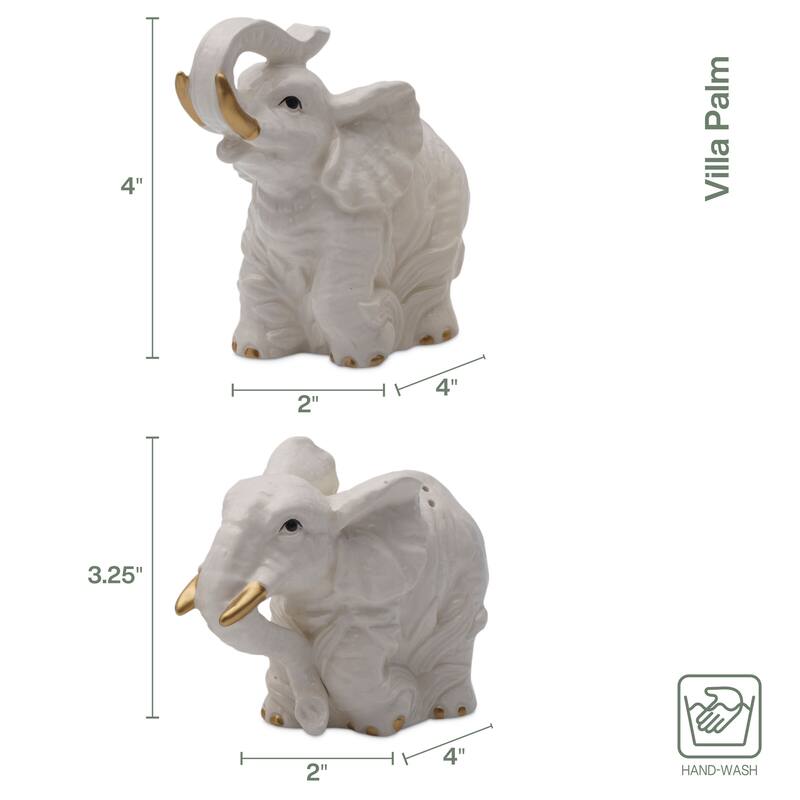 Fitz & Floyd Villa Palm Elephant Salt and Pepper Set - 4 Inch