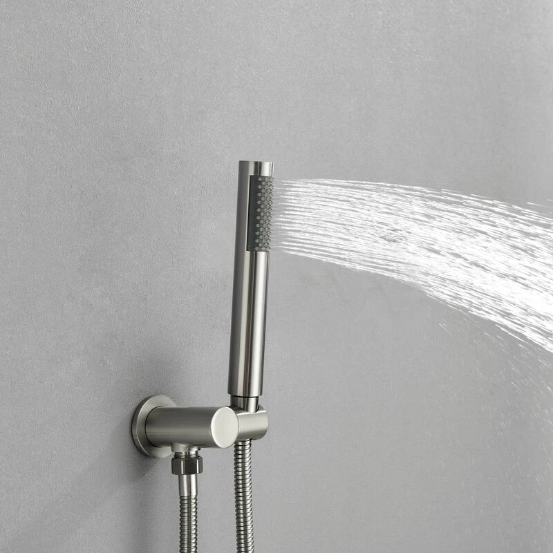 Wall Mounted Shower Faucet With Handheld Sprayer 10 Inch Shower Head Combo Set Modern Rainfall Shower System With Hand Shower