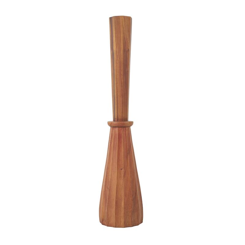 Wood Handmade Tall Pleated Floor Decorative Vase - Brown - Roche River Decor