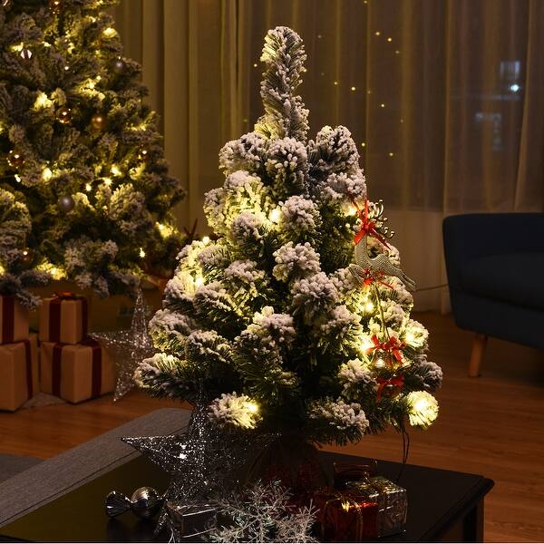 Shop Costway 24 Pre Lit Snow Flocked Tabletop Christmas Tree 30