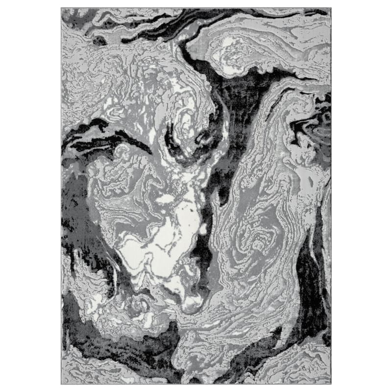 Ksamil Collection Abstract Area Rug - 1'9 x 3'2 - Gray/Black