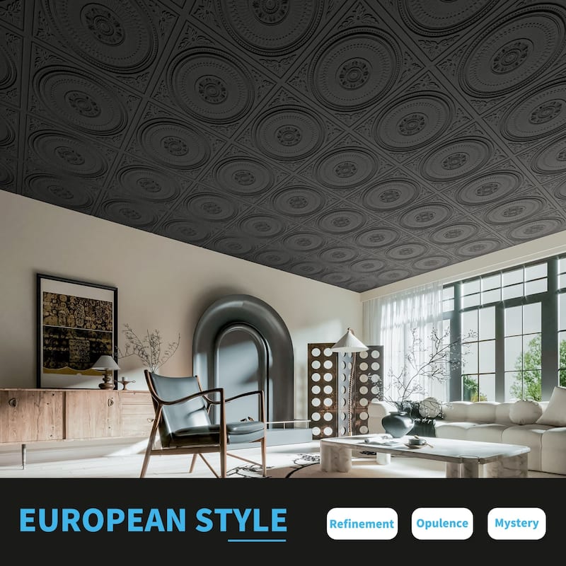Art3d 12-Pack Drop Ceiling Tiles 24''X24'', Decorative PVC Ceiling Panels