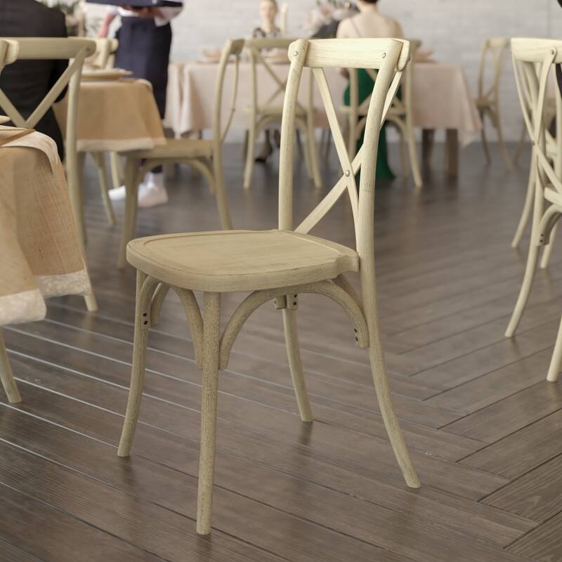 2PK Indoor/Outdoor Commercial Grade Wood Look Resin Cross Back Chair - 19.25"W x 19.75"D x 35.25"H