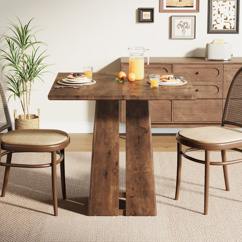 31.5" Square Dining Table with Pedestal Base - Coffee
