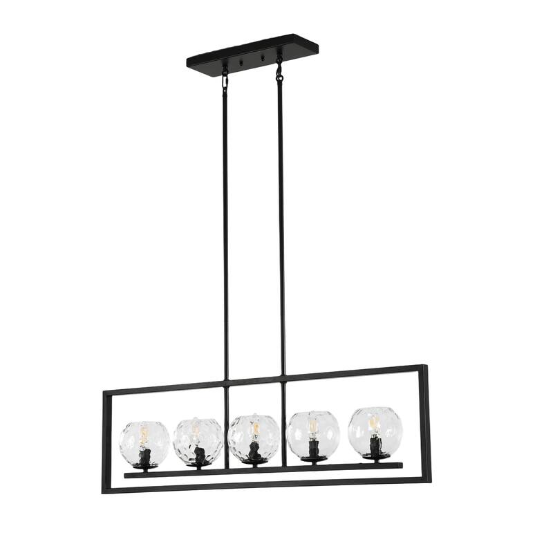 5-Light Linear Kitchen Island Chandelier, Adjustable Pendant Light - 39.4'' W × 5.1'' D × 53.5'' H
