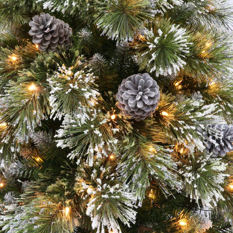Puleo International Pre-Lit 7.5' Frosted Boulder Pine Artificial Christmas Tree
