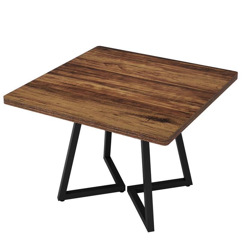 31.5" Square Dining Table for 2-4, Industrial Kitchen Table with Black Metal Frame, Small Space Dining Room Table (Table only)