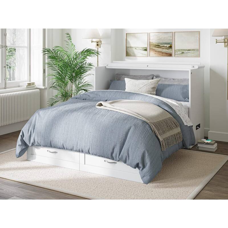 Murphy Bed Chest with Mattress & Charging - Space Saving Folding Bed