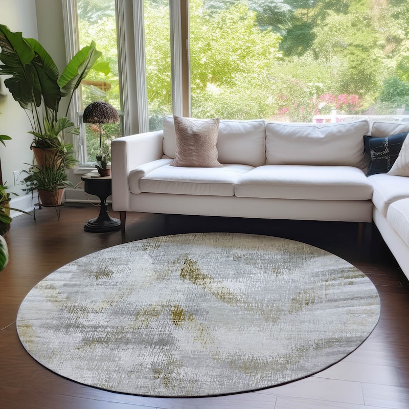 Machine Washable Indoor/ Outdoor Chantille Abstract Chevron Rug