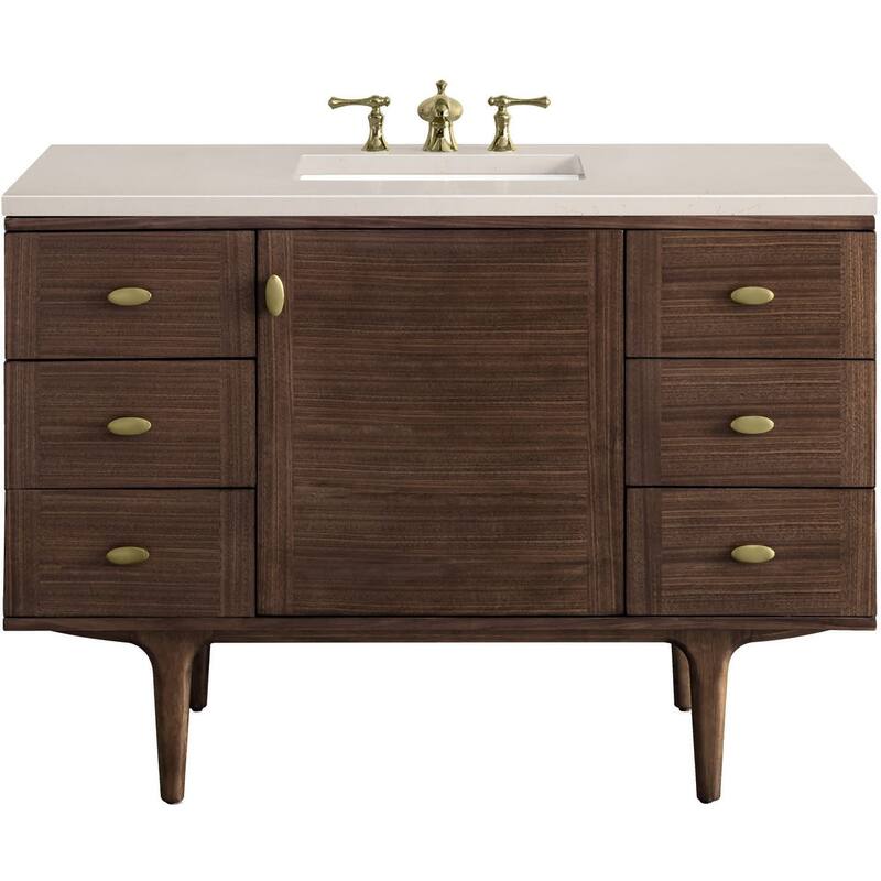 James Martin Vanities 670-V48-3EMR Amberly 48" Free Standing or Wall - Mid-Century Walnut - Walnut Finish