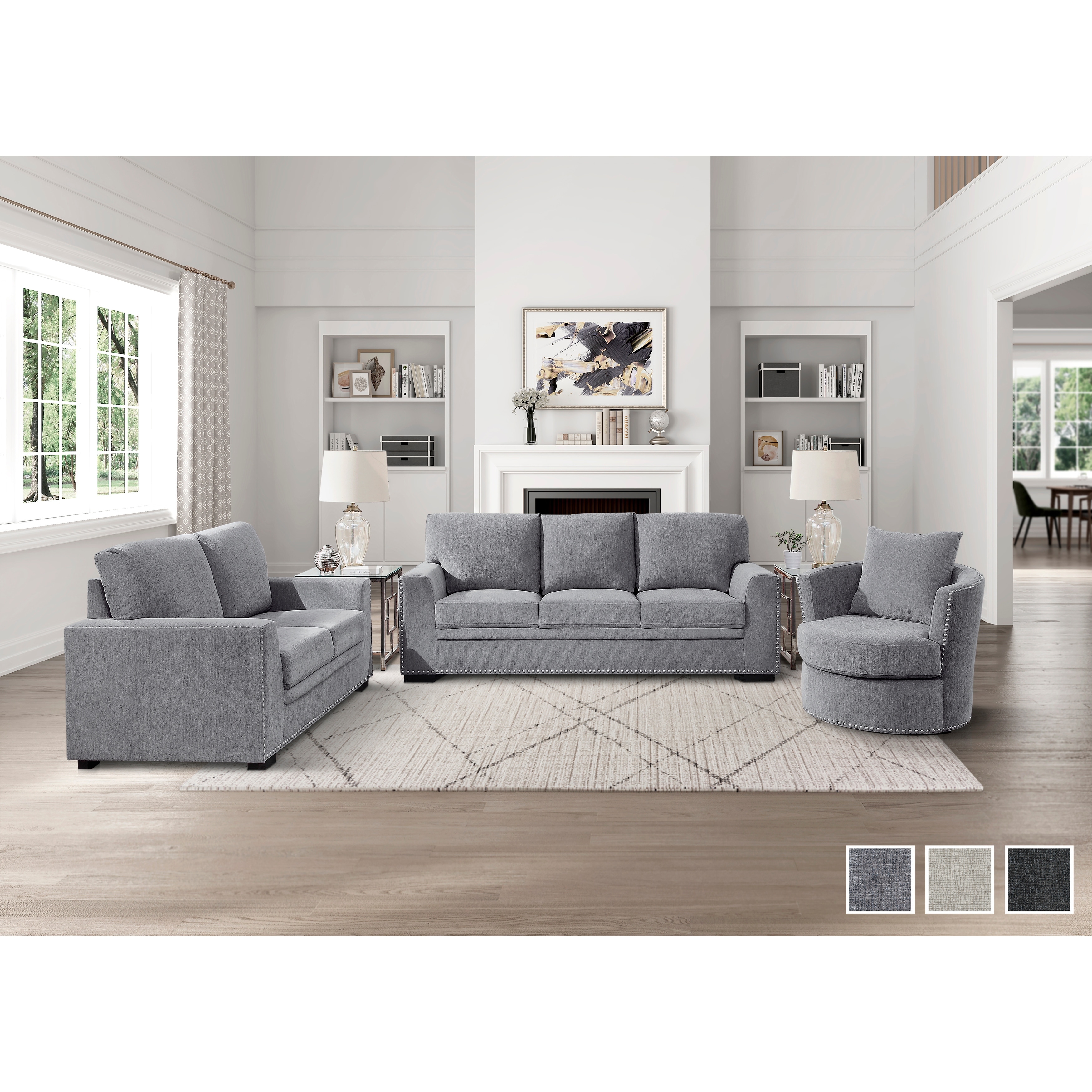 Roundhill Furniture Nason Wide Wale Corduroy Sofa and Loveseat Set