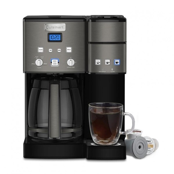 Cuisinart SS-15BKSFR Maker Coffee Center 12-Cup Coffeemaker and Single-Serve Brewer, Black Stainless, Certified Refurbished