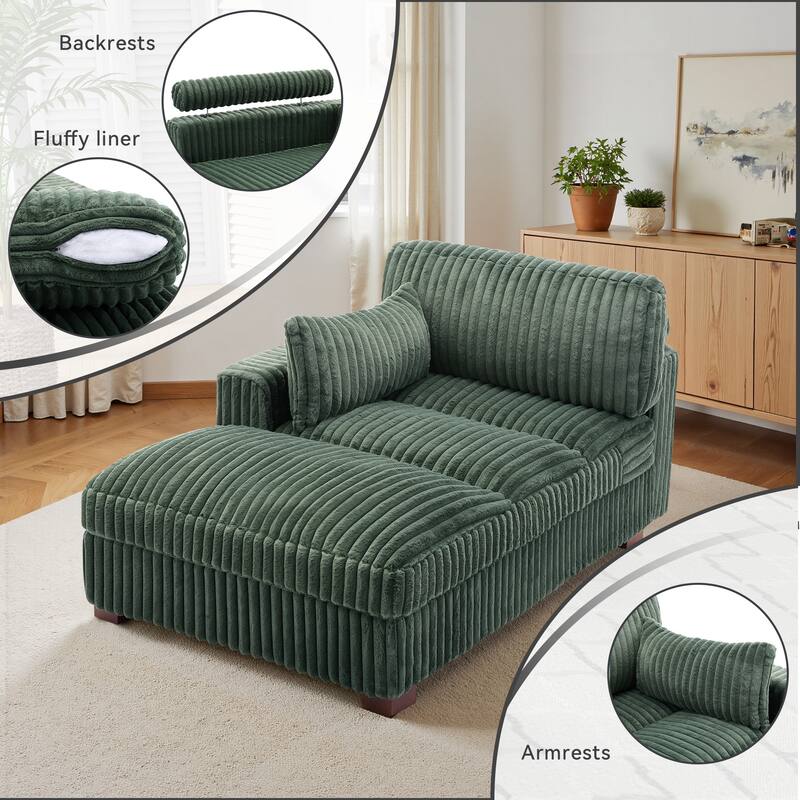 UIXE Upholstered Plush Chaise Lounge Chair For Interior