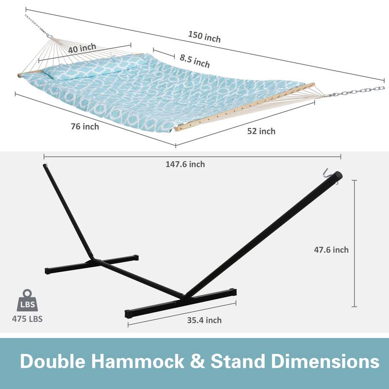 Hammock Double Hammock with Stand, Two Person Cotton Rope Hammock