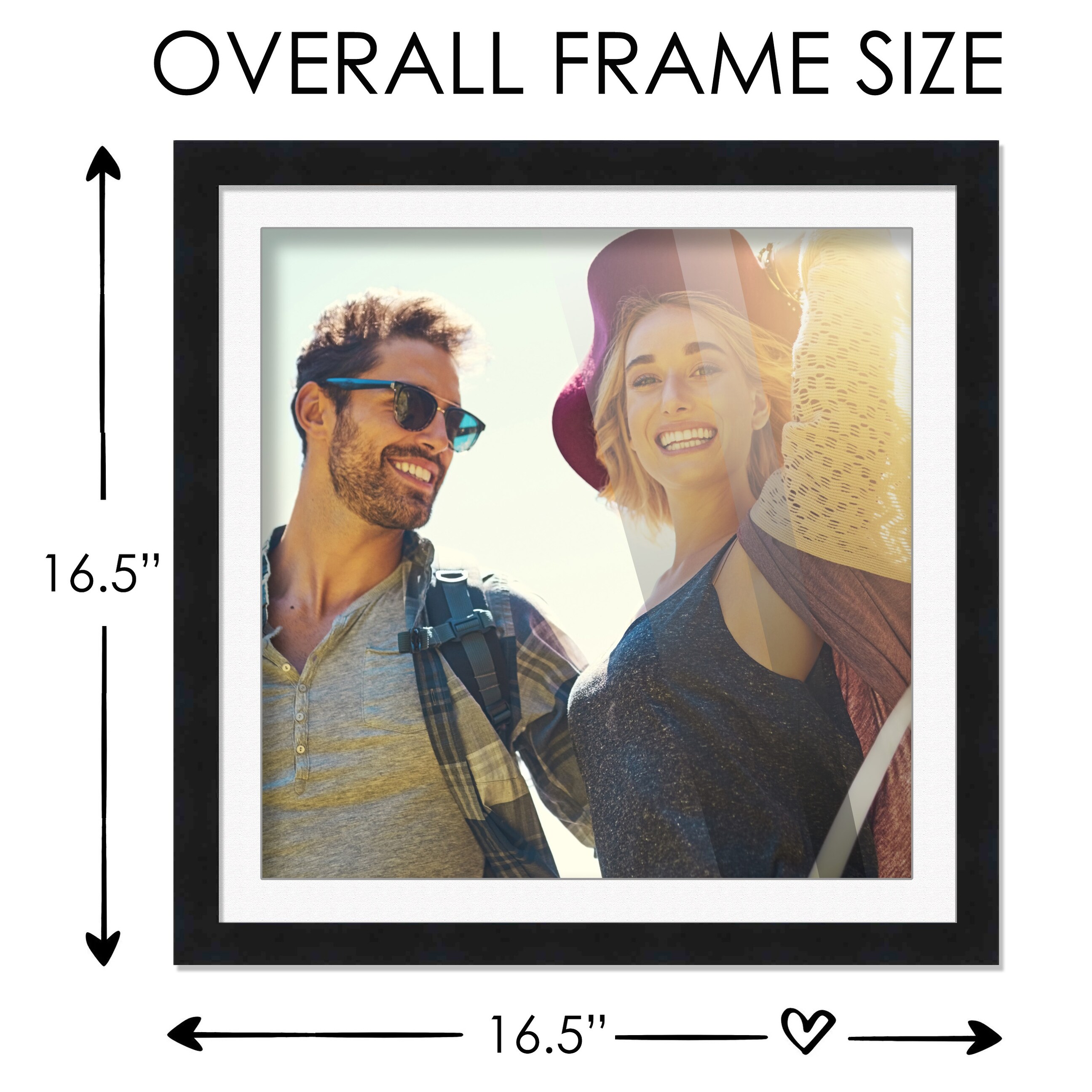 CustomPictureFrames.com 12x12 Frame Black Matted for 12x12 Picture or 15x15  Art Poster Without Photo Mat 