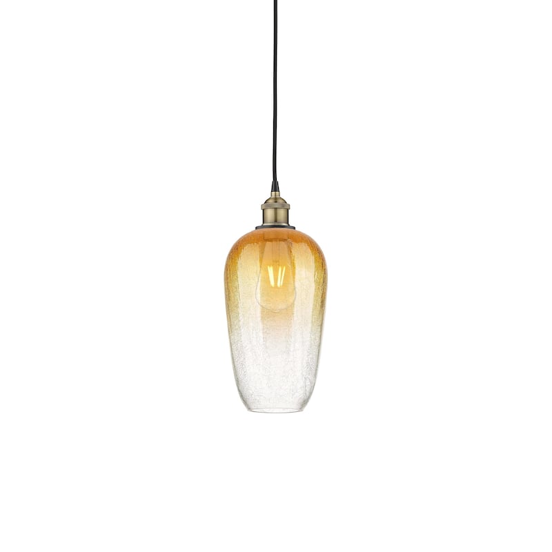 Innovations Lighting 616-1P-15-7 Brookhaven Flute Pendant Brookhaven - Black Antique Brass / Amber