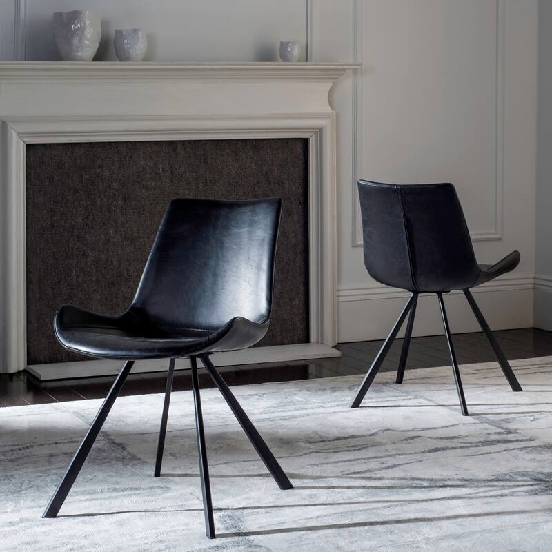 SAFAVIEH Corine Mid-Century Modern Accent Chairs (Set of 2) - 20.5" x 24" x 31.5" - 20Wx24Dx32H - Black/Black