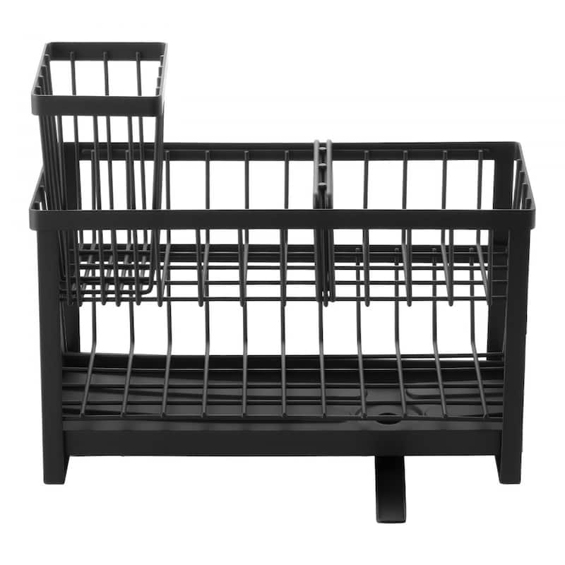 Black Double-Layer Kitchen Sink Caddy with Rotating Drain and Organizer - 9.37" x 4.02" x 5.71"