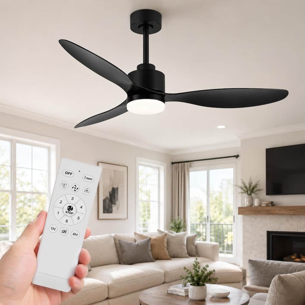 52 in LED Ceiling Fan with Light, 3 Blades, Remote Control, 6 Speeds