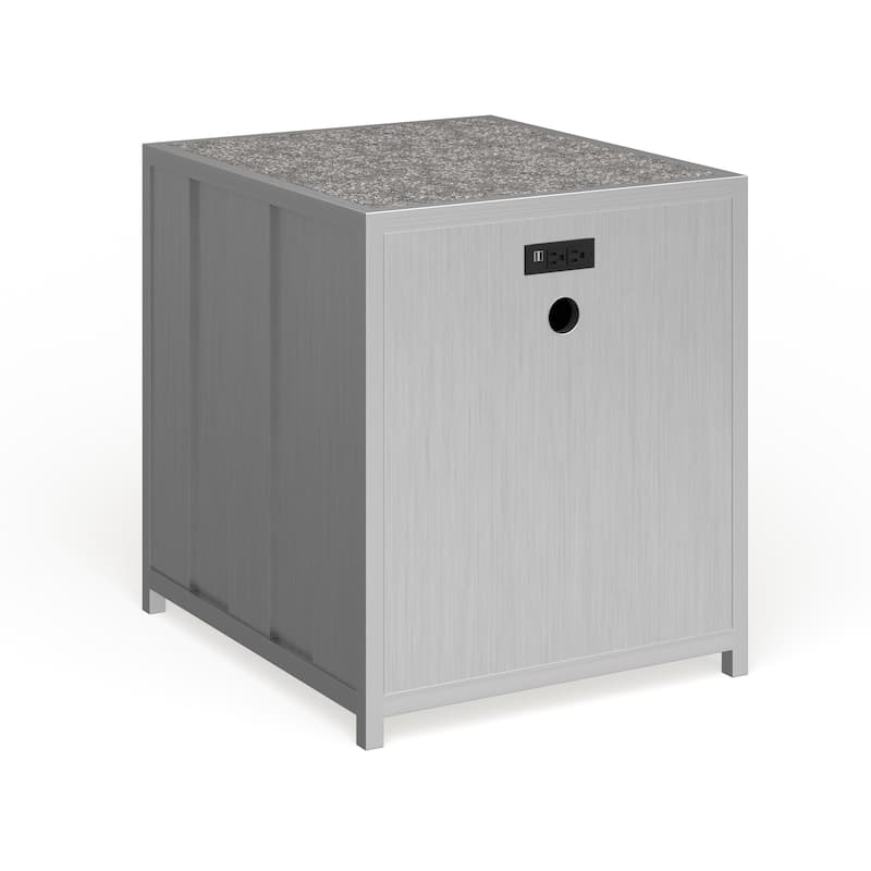 Woolf Industrial Silver Metal 1-Drawer Nightstand with USB Ports by Carbon Loft