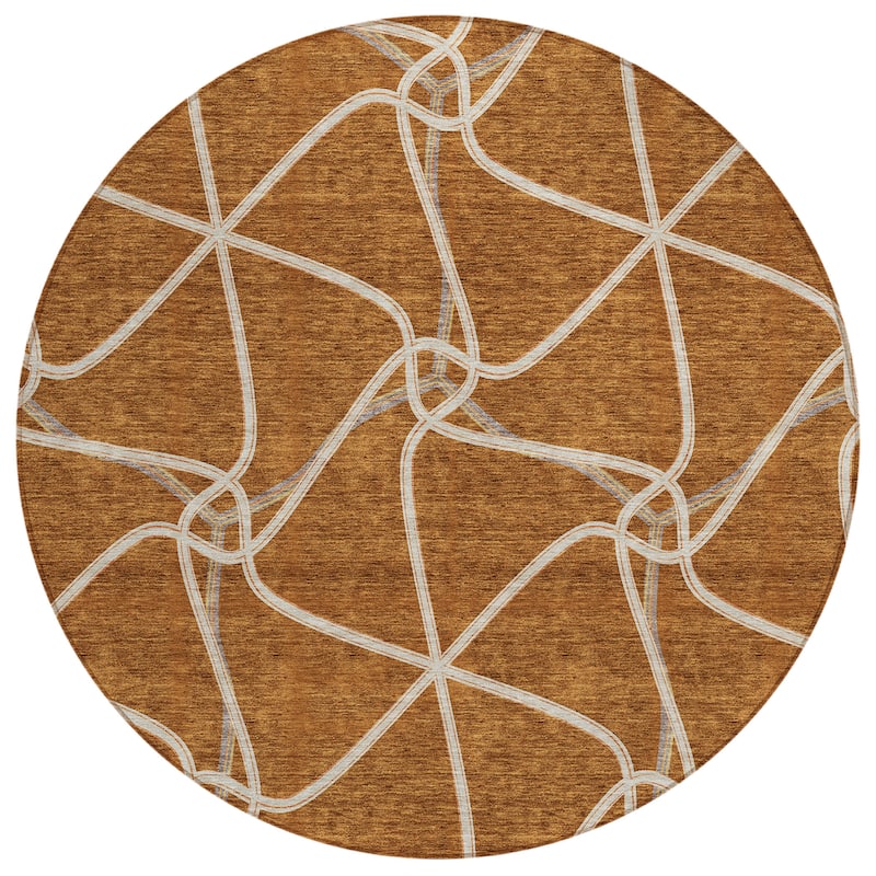 Machine Washable Indoor/ Outdoor Contemporary Links Chantille Rug
