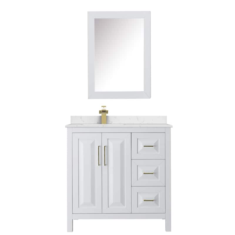 Daria 36-inch Single Vanity, Cultured Marble Top, Med Cabinet