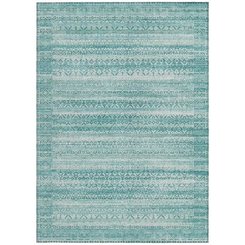 HomeRoots Striped Transitional Rectangle Outdoor Rug