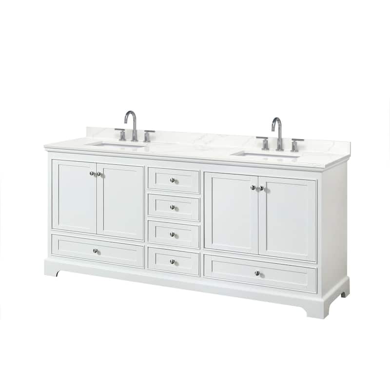 Wyndham Collection WCS202080D-QTZ-US3MXX Deborah 80" Free Standing - White / Giotto Quartz Top / Polished Chrome