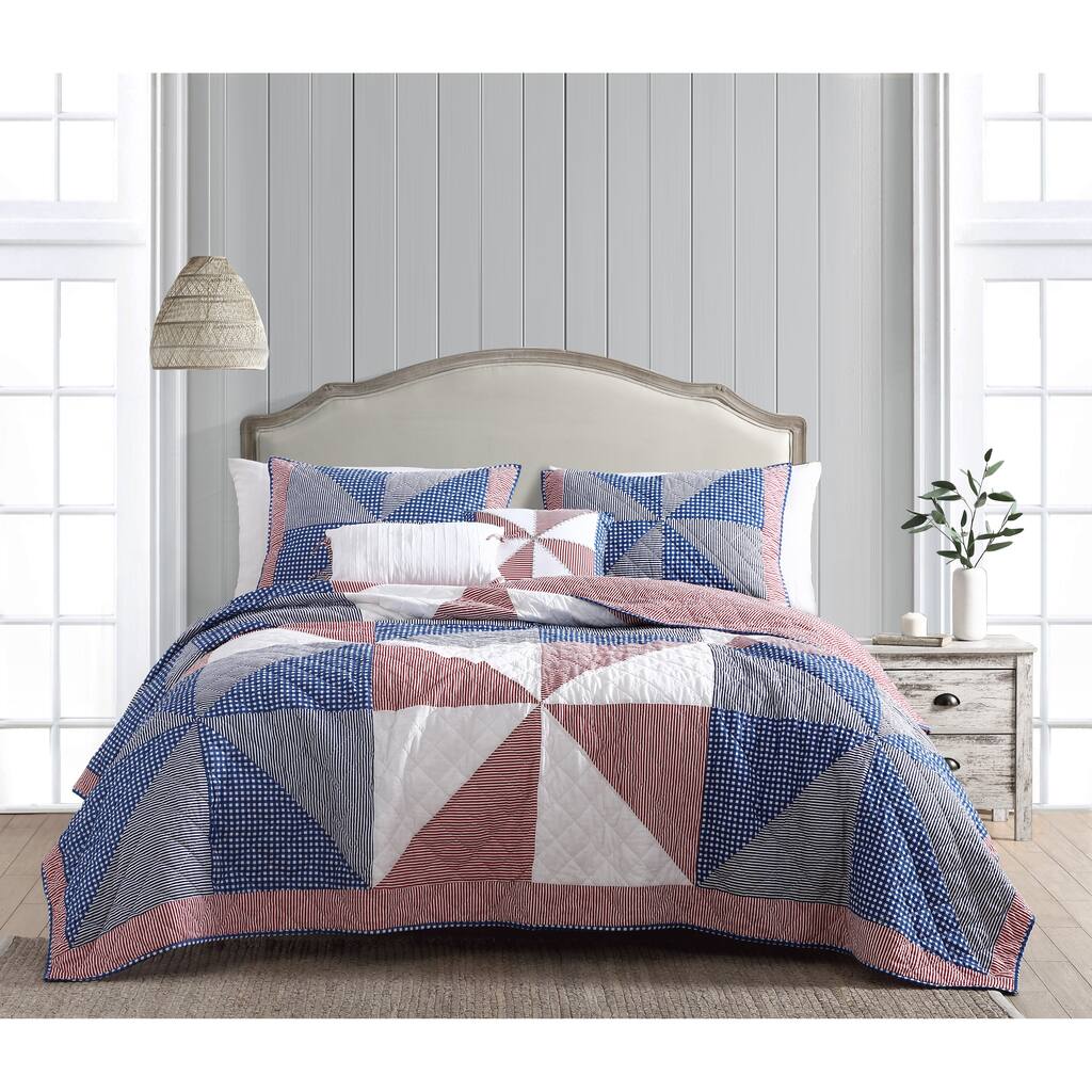 Heirloomed Americana Pinwheel 3PC Quilt Set