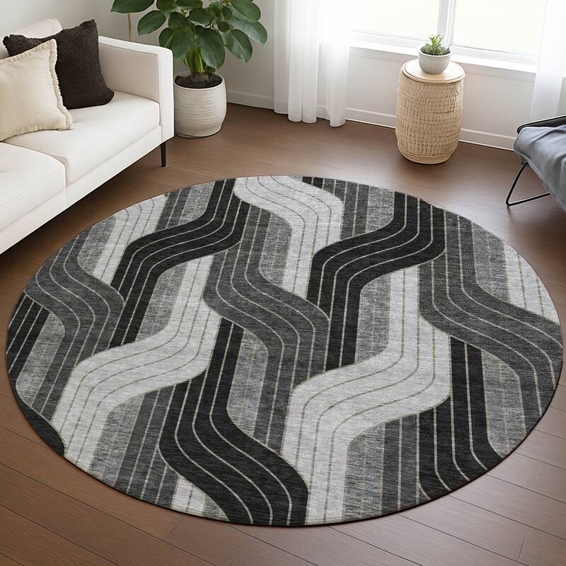 Machine Washable Indoor/ Outdoor Modern Pathway Chantille Rug