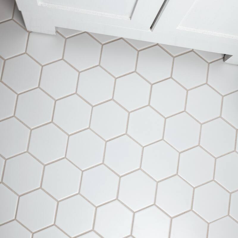 Merola Tile Metro Super Hex Series Matte White 10" x 11-1/2" Porcelain Mosaic Tile