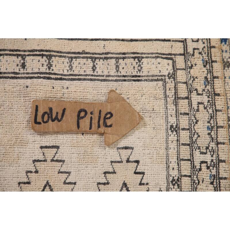 Hand Knotted Oriental 100% Wool Carpet Traditional Geometric Beige & Ivories Bokhara Area Rug - 4' 8'' X 2' 11''