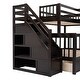 preview thumbnail 8 of 10, Twin-Twin over Full L-Shaped Bunk Bed With 3 Drawers, Portable Desk and Wardrobe