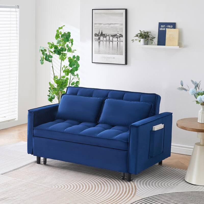 55" 3-in-1 Double Pull-Out Sofa Bed for Living Room