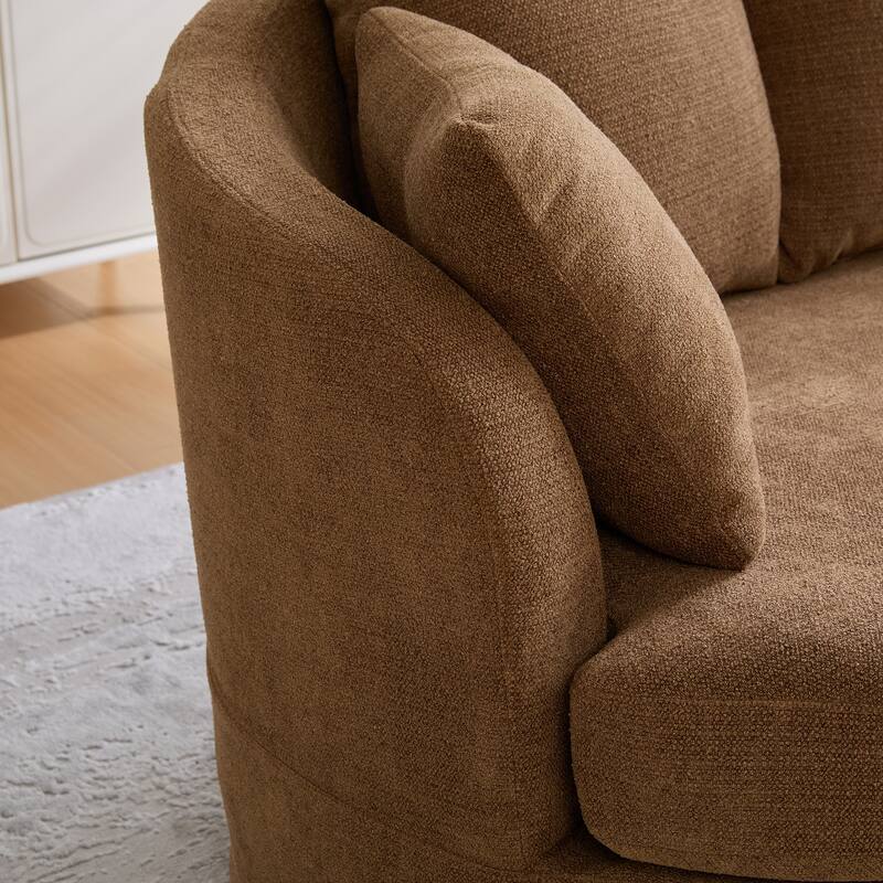 Plush Chenille Curved Lovesofa, Oversized Deep Seat Lounge Sofa, Upholstered Sofa with 4 Removable Cushions for Living Room