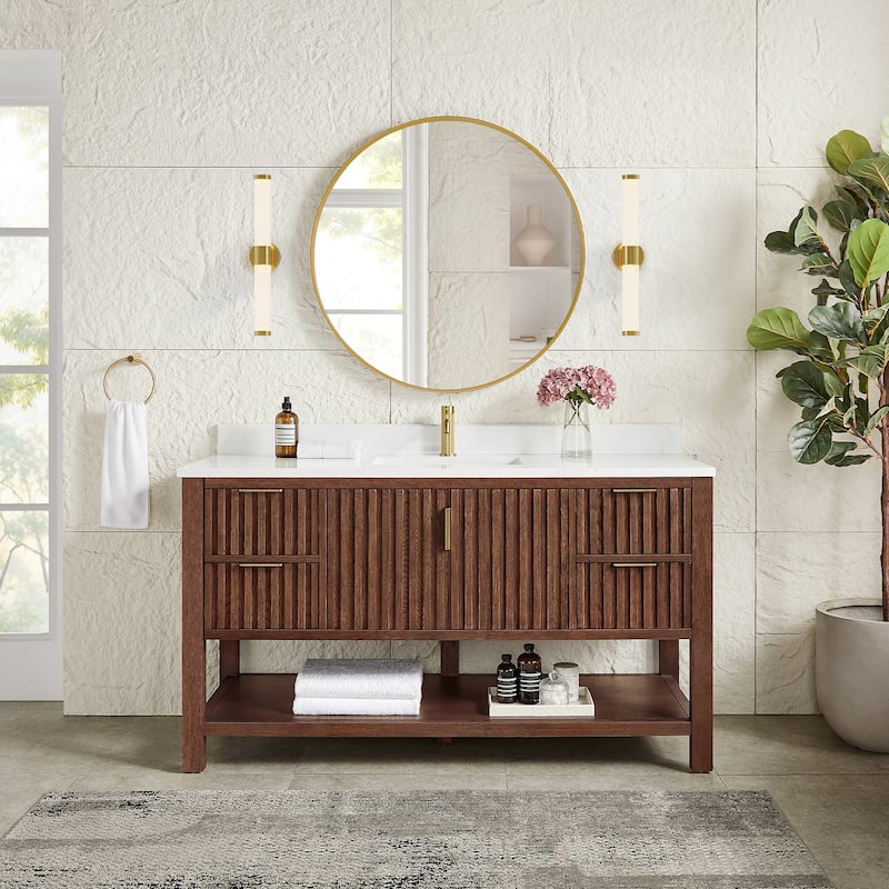 Tehran Bath Vanity with Composite Stone Top without Mirror