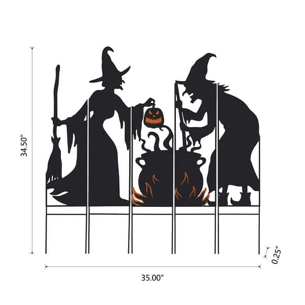 Glitzhome 34.5"H Halloween Metal Silhouette Witches Yard Stake