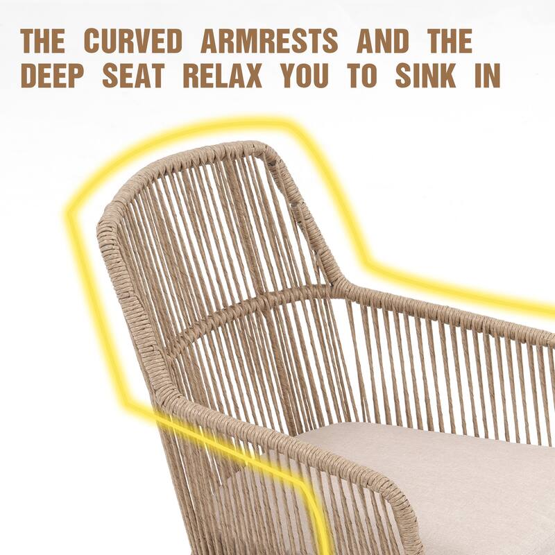 Outdoor 2-Piece Arm Barstool Chairs with Cushions